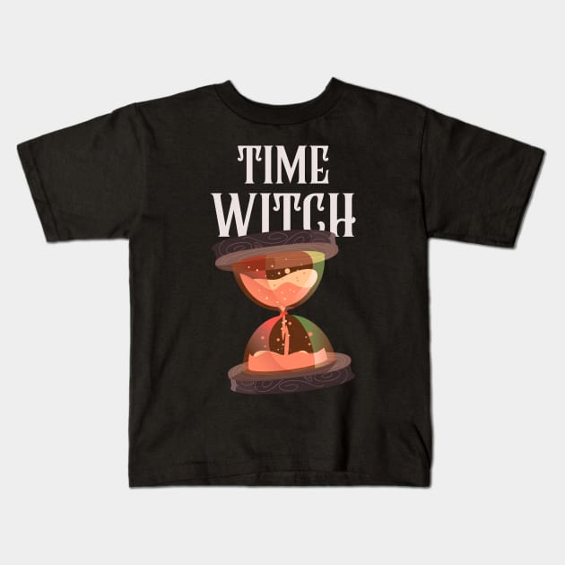 Time Witch Pagan Witchcraft Wicca Paganism Wiccan Occult Kids T-Shirt by BitterBaubles